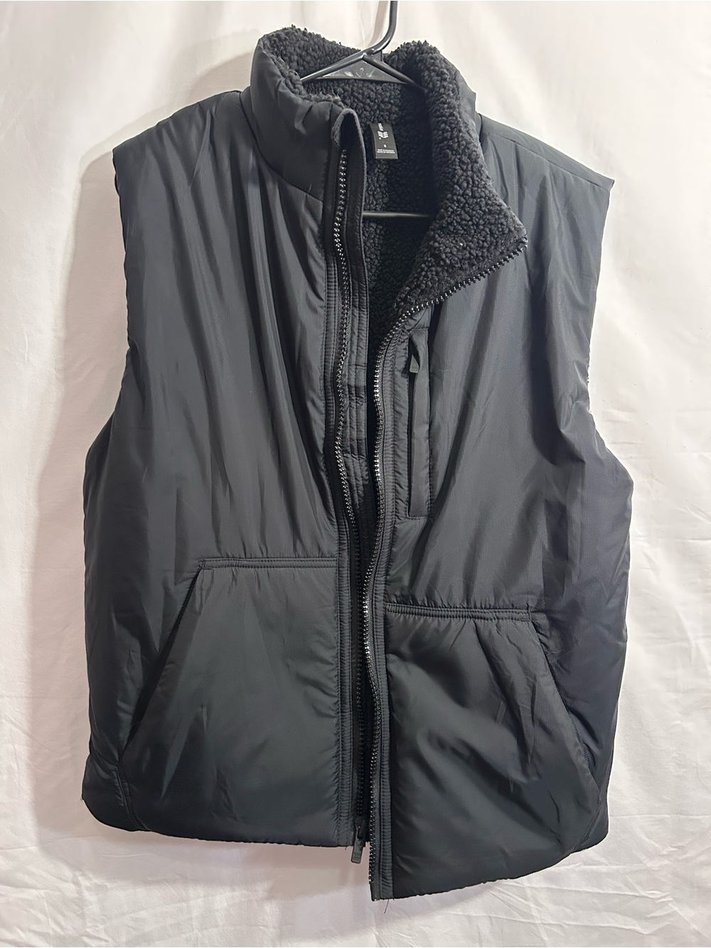 all in motion Black Sherpa-Lined Vest with Stand Collar